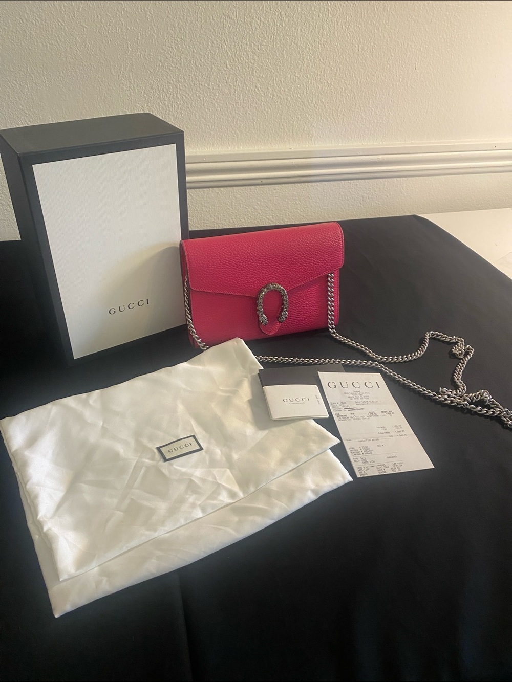 Gucci Hot Pink Leather Dionysus Chain Crossbody